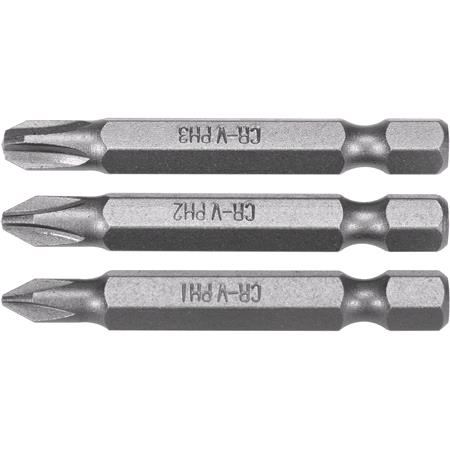 SCREWD BITS 1/4 50MM PH1, PH2, PH3 3PCS