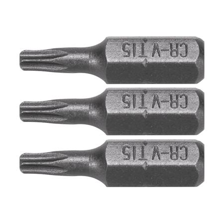 SCREWDRIVER BITS 1/4 25MM TORX T15 3 PCS