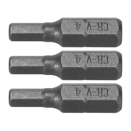 SCREWDRIVER BITS 1/4 25MM HEX H4 3 PCS