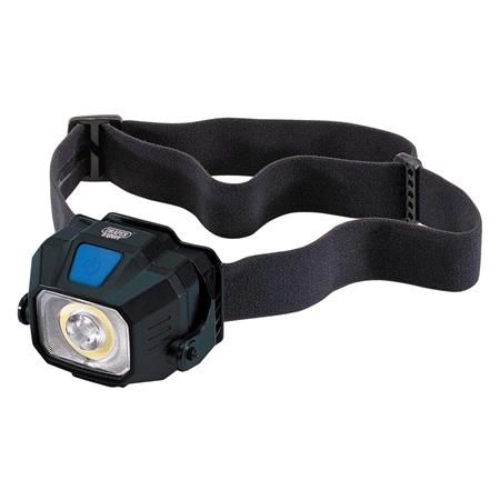 Draper 65689 COB LED SMD LED Wireless/USB Rechargeable Head Torch, 6W, 400 Lumens, USB C Cable Supplied