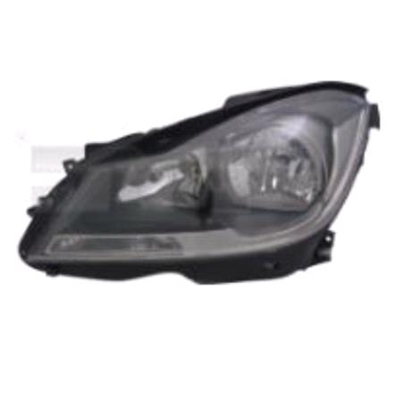 Left Headlamp (Black Bezel, Halogen, Takes H7 / H7 Bulbs, Electric Adjustment, Supplied With Motor) for Mercedes C CLASS 2011 on