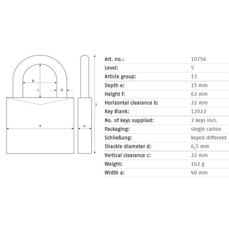 ABUS Compact Brass Padlock with Stainless Steel Shackle   40mm