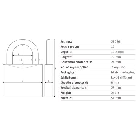 ABUS Compact Brass Padlock with Stainless Steel Shackle   50mm