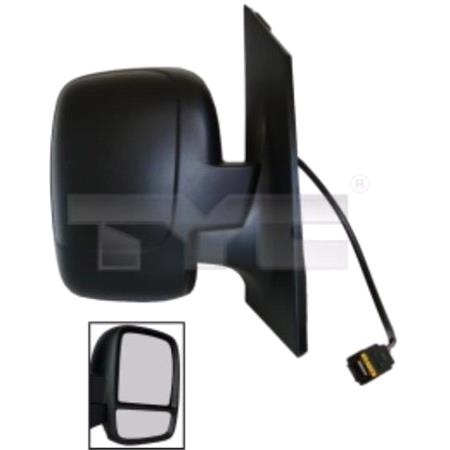 Right Wing Mirror (Electric, heated, Double Glass, temp. sensor) for Peugeot EXPERT Tepee, 2007 Onwards