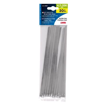 Stainless steel cable ties, 20 pcs set   4,7x200 mm