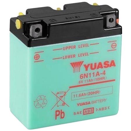 Yuasa Motorcycle Battery   6N11A 4 6V Conventional Battery, Dry Charged, Contains 1 Battery, Acid Not Included