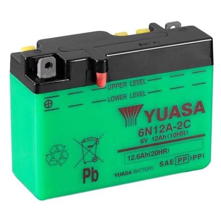 Yuasa Motorcycle Battery   6N12A 2C 6V Conventional Battery, Dry Charged, Contains 1 Battery, Acid Not Included