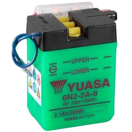Yuasa Motorcycle Battery   6N4 2A 8 6V Battery, Dry Charged, Contains 1 Battery Acid Not Included