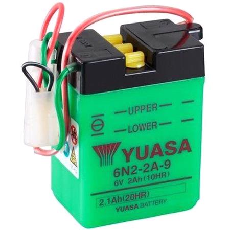 Yuasa Motorcycle Battery   6N2 2A 9 6V Conventional Battery, Dry Charged, Contains 1 Battery, Acid Not Included