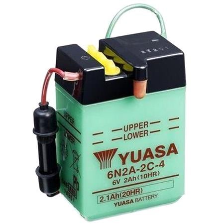 Yuasa Motorcycle Battery   6N2A 2C 4 6V Conventional Battery, Dry Charged, Contains 1 Battery, Acid Not Included