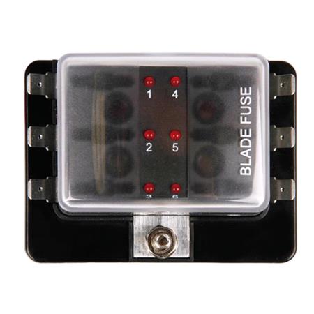 Fuse Block, 1 input   6 way out, fuse holder, 12 24V