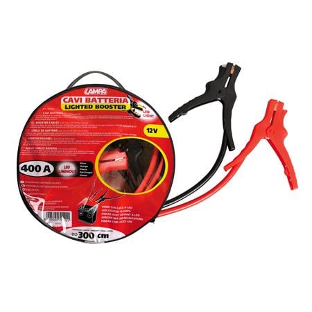 Booster Cables With Insulated Safety Clamps (LED), 12V   300 cm   400 A   12 mm