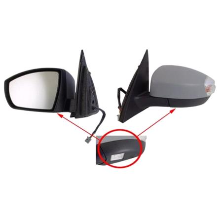 Left Wing Mirror (electric, heated, indicator and puddle lamp, 12 pin connector) for Ford S MAX 2006 2015