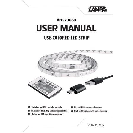 Adhesive RGB LED Strip Kit, Interior or Exterior   USB Connection   2m