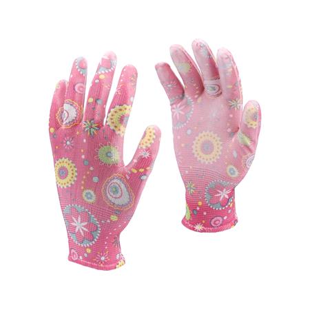 POLYESTER GARDEN GLOVES 8" FLOWERS