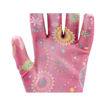 POLYESTER GARDEN GLOVES 8" FLOWERS
