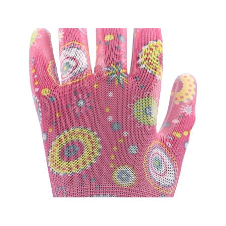 POLYESTER GARDEN GLOVES 8" FLOWERS
