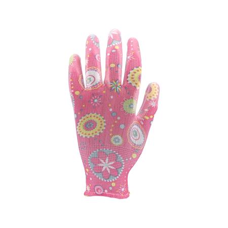 POLYESTER GARDEN GLOVES 8" FLOWERS