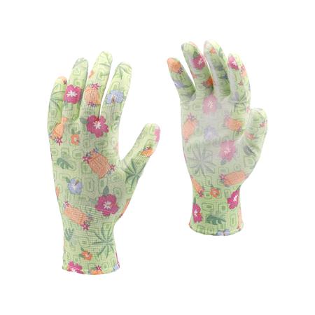 POLYESTER GARDEN GLOVES 8" FLOWERS