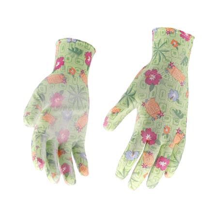 POLYESTER GARDEN GLOVES 8" FLOWERS