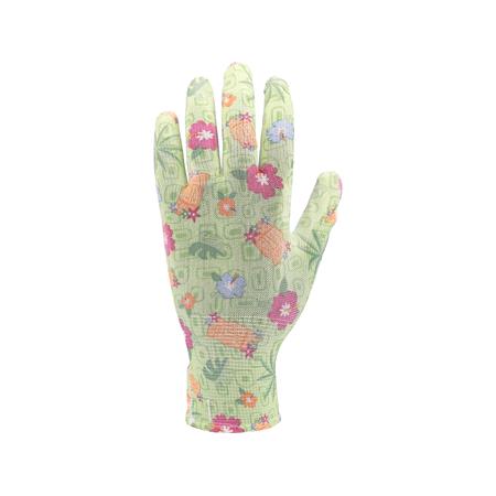 POLYESTER GARDEN GLOVES 8" FLOWERS