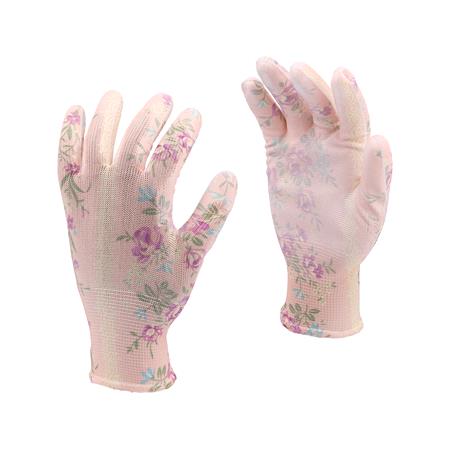 POLYESTER GARDEN GLOVES 9" FLOWERS