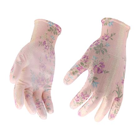 POLYESTER GARDEN GLOVES 9" FLOWERS