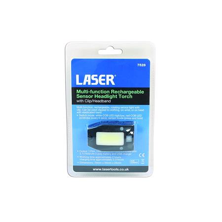 LASER 7528 MuLTI FuNCTION RECHARGEABLE SENSOR HEADLIGHT TORCH WITH CLIP 