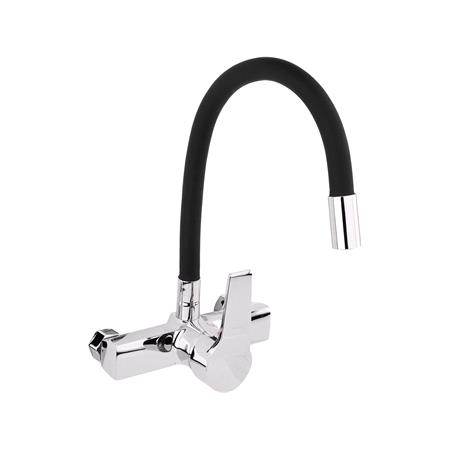KITCHEN FAUCET WITH BLACK FLEXIBLE SPOUT