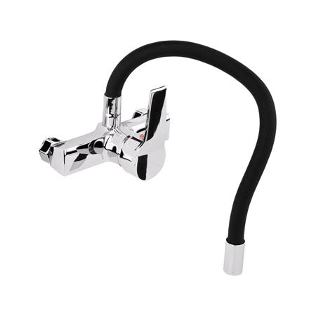 KITCHEN FAUCET WITH BLACK FLEXIBLE SPOUT