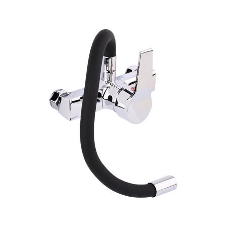 KITCHEN FAUCET WITH BLACK FLEXIBLE SPOUT