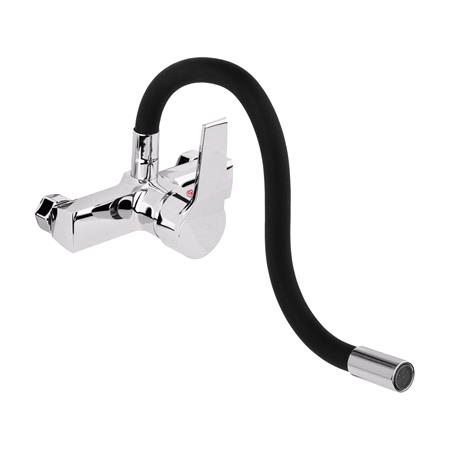 KITCHEN FAUCET WITH BLACK FLEXIBLE SPOUT