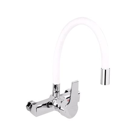 KITCHEN FAUCET WITH WHITE FLEXIBLE SPOUT