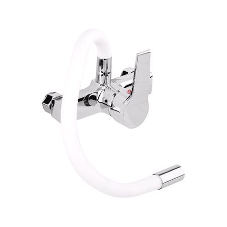 KITCHEN FAUCET WITH WHITE FLEXIBLE SPOUT