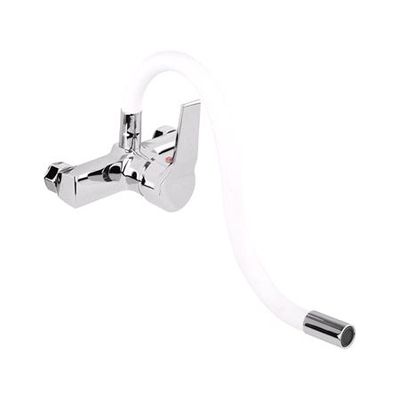 KITCHEN FAUCET WITH WHITE FLEXIBLE SPOUT