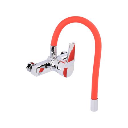 KITCHEN FAUCET WITH RED FLEXIBLE SPOUT
