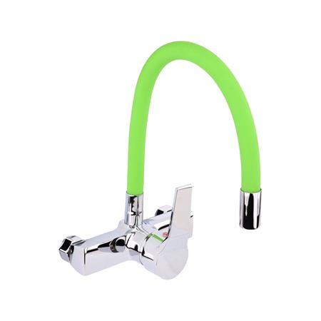 KITCHEN FAUCET WITH GREEN FLEXIBLE SPOUT