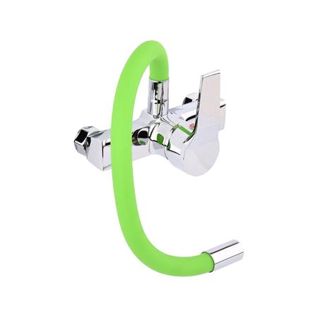 KITCHEN FAUCET WITH GREEN FLEXIBLE SPOUT
