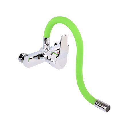 KITCHEN FAUCET WITH GREEN FLEXIBLE SPOUT
