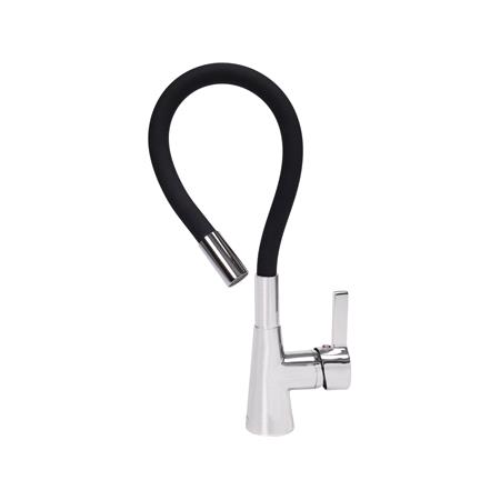 KITCHEN FAUCET WITH BLACK FLEXIBLE SPOUT