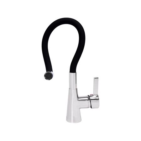 KITCHEN FAUCET WITH BLACK FLEXIBLE SPOUT
