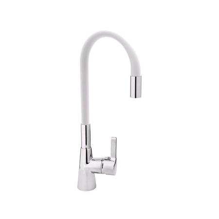 KITCHEN FAUCET WITH WHITE FLEXIBLE SPOUT