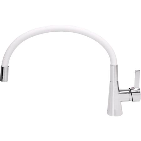 KITCHEN FAUCET WITH WHITE FLEXIBLE SPOUT