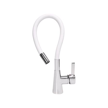 KITCHEN FAUCET WITH WHITE FLEXIBLE SPOUT