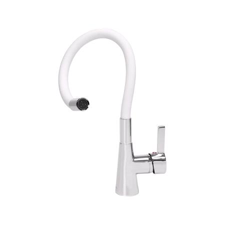 KITCHEN FAUCET WITH WHITE FLEXIBLE SPOUT