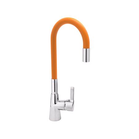 KITCHEN FAUCET W/ ORANGE FLEXIBLE SPOUT
