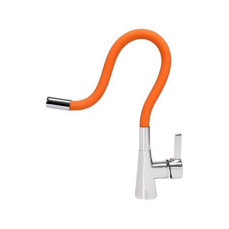 KITCHEN FAUCET W/ ORANGE FLEXIBLE SPOUT