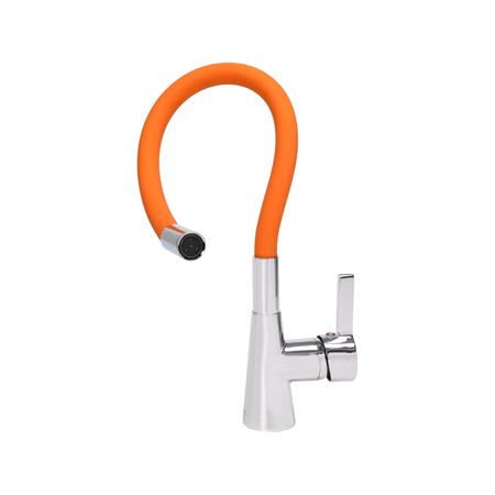 KITCHEN FAUCET W/ ORANGE FLEXIBLE SPOUT