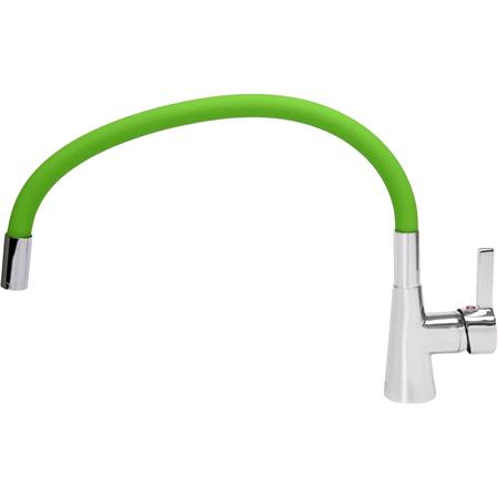 KITCHEN FAUCET WITH GREEN FLEXIBLE SPOUT