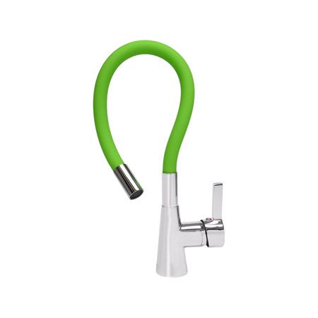 KITCHEN FAUCET WITH GREEN FLEXIBLE SPOUT